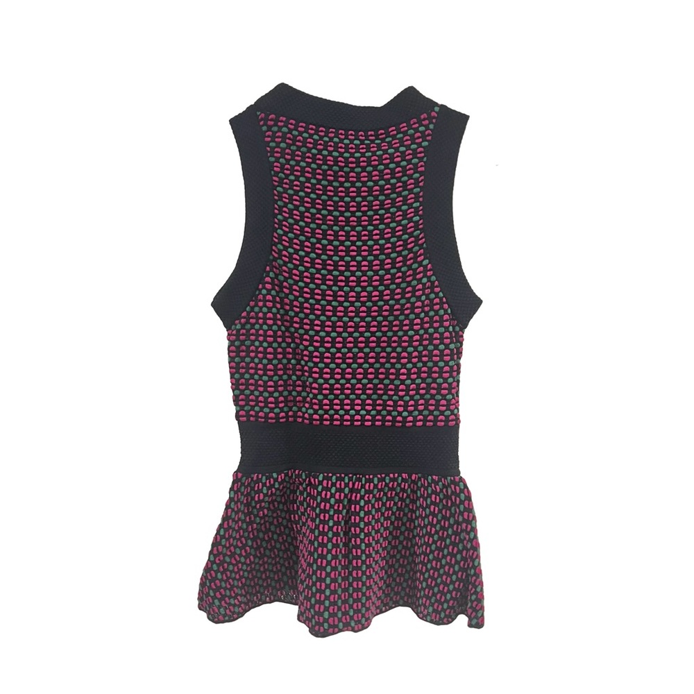 Vintage M MISSONI Two Tone Cube Knit peplum stretch blouse